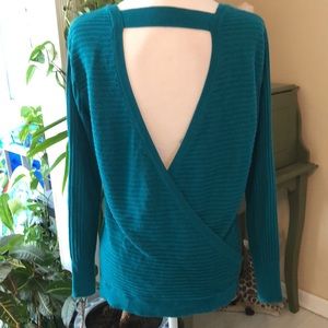 Turquoise open back sweater